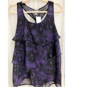 NWT Charlotte Russe purple and black chiffon top. Size XL